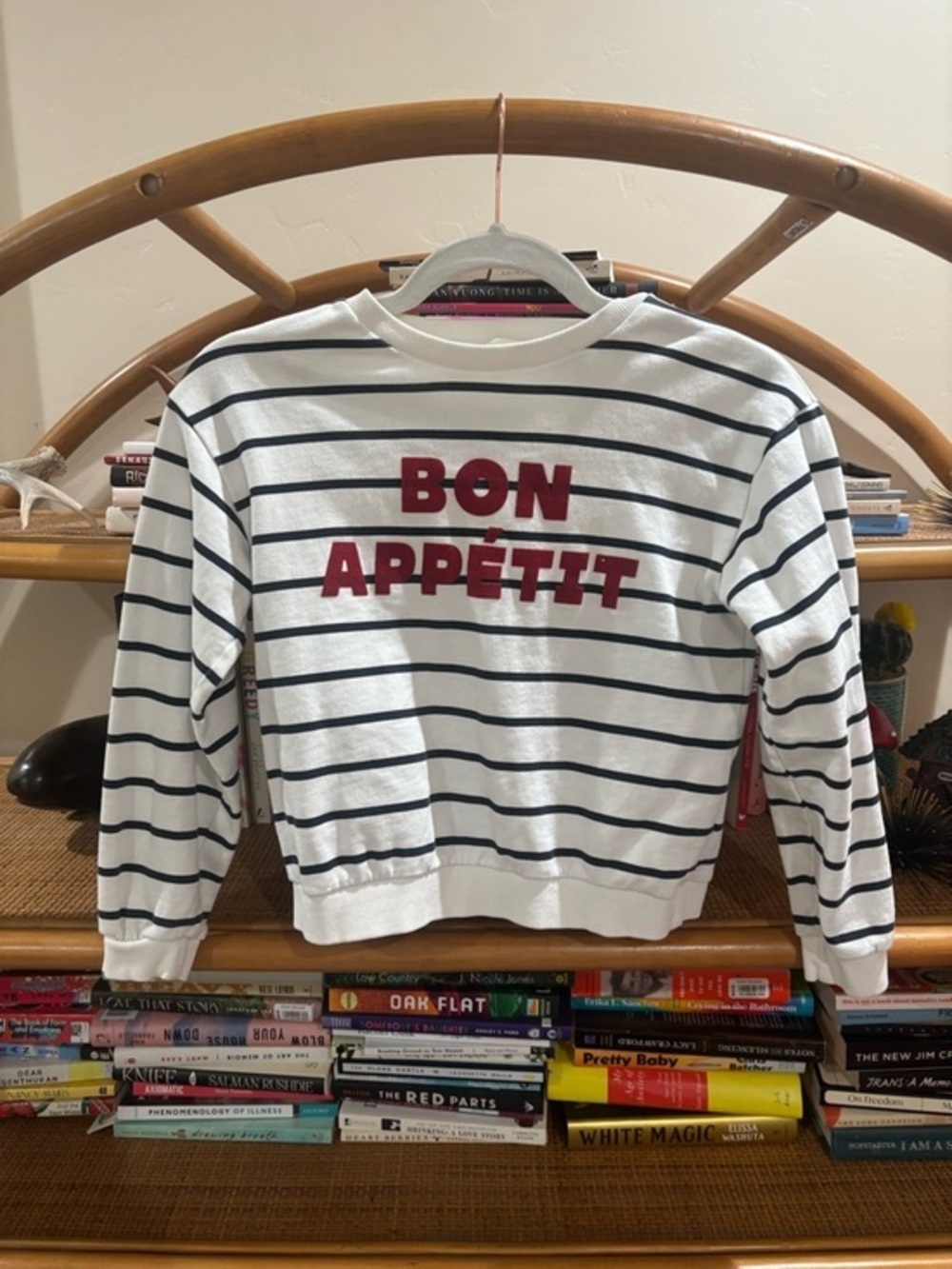 Kids Striped White & black Sweatshirt with Red BON APPÉTIT